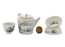 Набор посуды для чайной церемонии из 9 предметов # 41478 фарфор: чайник 255 мл гундаобэй 175 мл сито 6 пиал по 60 мл