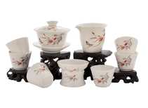 Набор посуды для чайной церемонии из 9 предметов # 41484 фарфор:  Гайвань 135 мл гундаобэй 160 мл сито 6 пиал по 57 мл